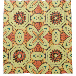 Ethnic orange seamless pattern with mandala. illus shower curtain