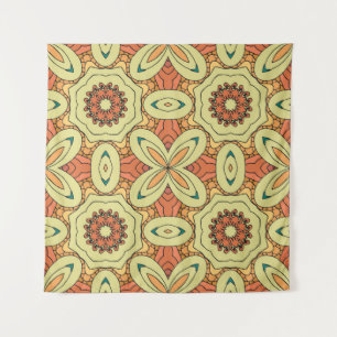 Ethnic orange seamless pattern with mandala. illus tapestry