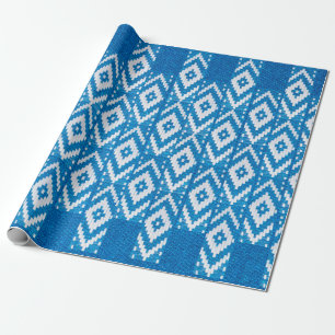 ethnic ornament on natural linen textile wrapping paper
