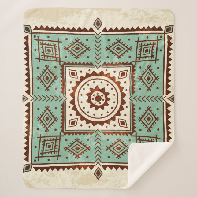 Ethnic ornament sherpa blanket (Front)