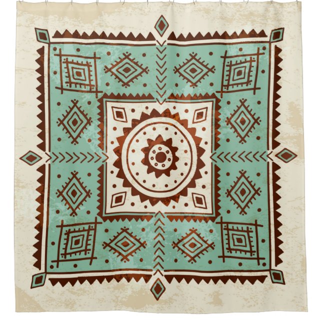 Ethnic ornament shower curtain (Front)