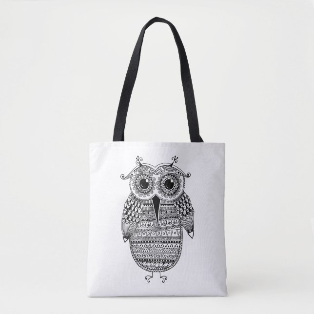 Ethnic Owl Ink Drawing 2 Tote Bag (Front)
