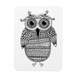 Ethnic Owl Ink Drawing Magnet