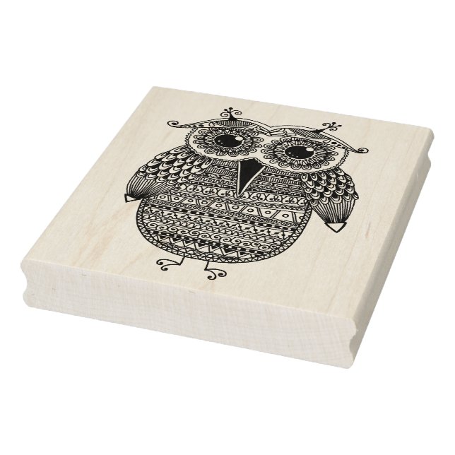 Ethnic Owl Ink Drawing Rubber Stamp (Stamp)