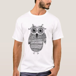Ethnic Owl Ink Drawing T-Shirt