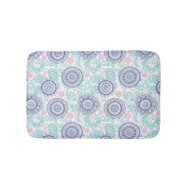 Ethnic Paisley Pattern Bath Mat (Front)
