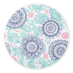 Ethnic Paisley Pattern Ceramic Knob