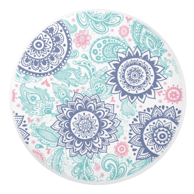 Ethnic Paisley Pattern Ceramic Knob (Front)