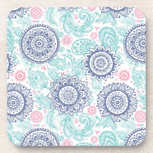 Ethnic Paisley Pattern Coaster (Front)