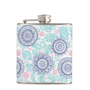 Ethnic Paisley Pattern Hip Flask