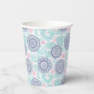 Ethnic Paisley Pattern Paper Cups