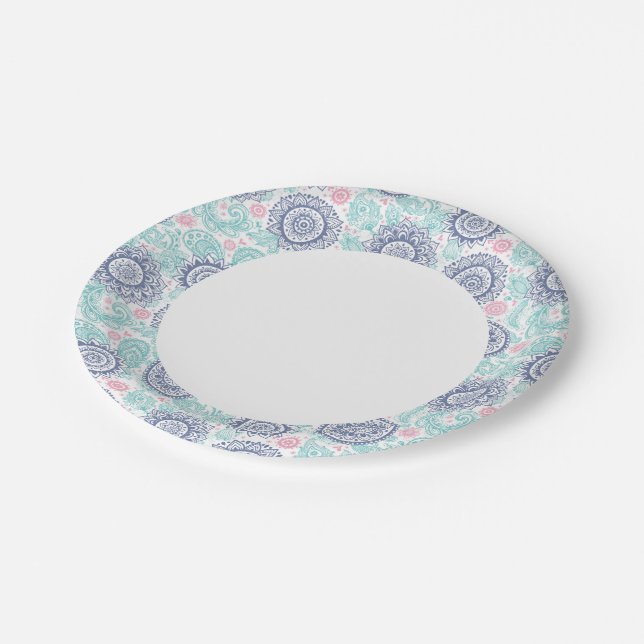 Ethnic Paisley Pattern Paper Plate (Angled)