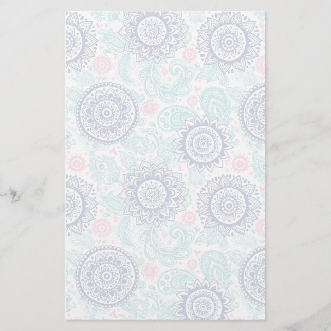 Ethnic Paisley Pattern Stationery (Front)