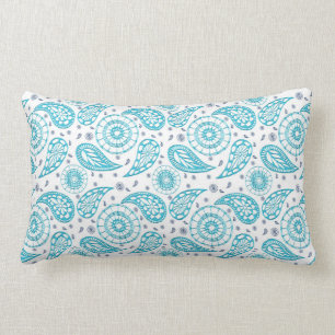 ethnic paisley teal pattern. lumbar cushion
