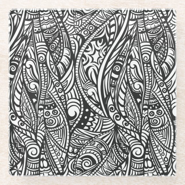 Ethnic pattern 3 glass coaster (Front)