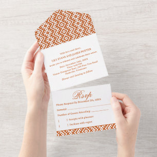 Ethnic Pattern Border Afrocentric Tribal Wedding All In One Invitation