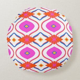 Ethnic pattern in bright pink colour with Arabic, Round Cushion