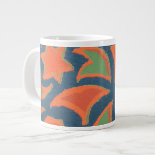 Ethnic Pattern Jumbo Mug, Burnt Orange, Dark Blue Large Coffee Mug