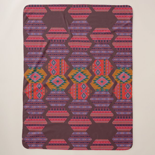 Ethnic pattern with Indian elements Sherpa Blanket (Front)