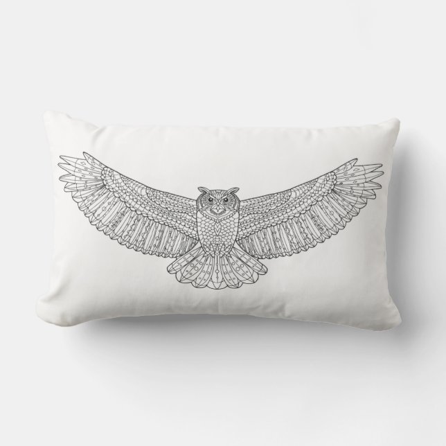 Ethnic Patterned Eagle Owl Lumbar Cushion (Front)