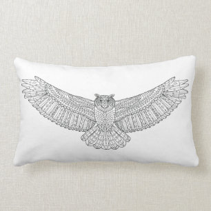 Ethnic Patterned Eagle Owl Lumbar Cushion