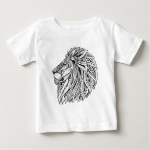 Ethnic Patterned Lion Head Baby T-Shirt