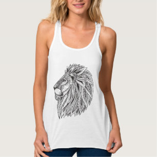 Ethnic Patterned Lion Head Singlet