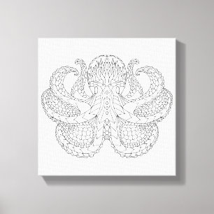 Ethnic Patterned Octopus 6 Canvas Print