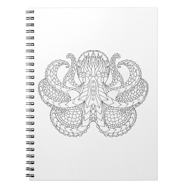 Ethnic Patterned Octopus Spiral Notebook (Front)