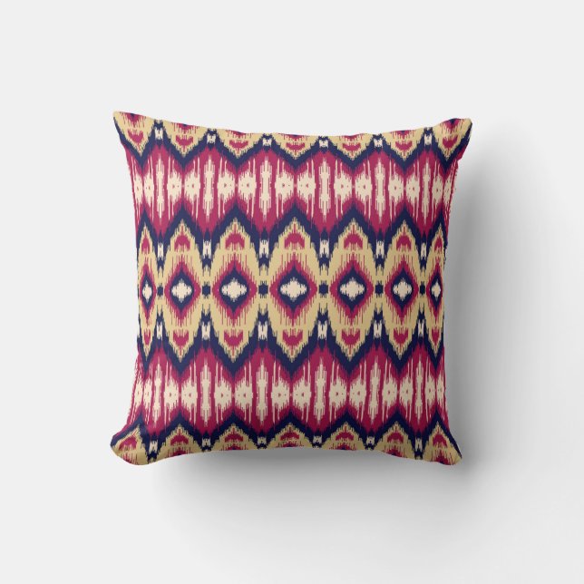 Ethnic pink blue ikat chevron pattern background T Cushion (Front)
