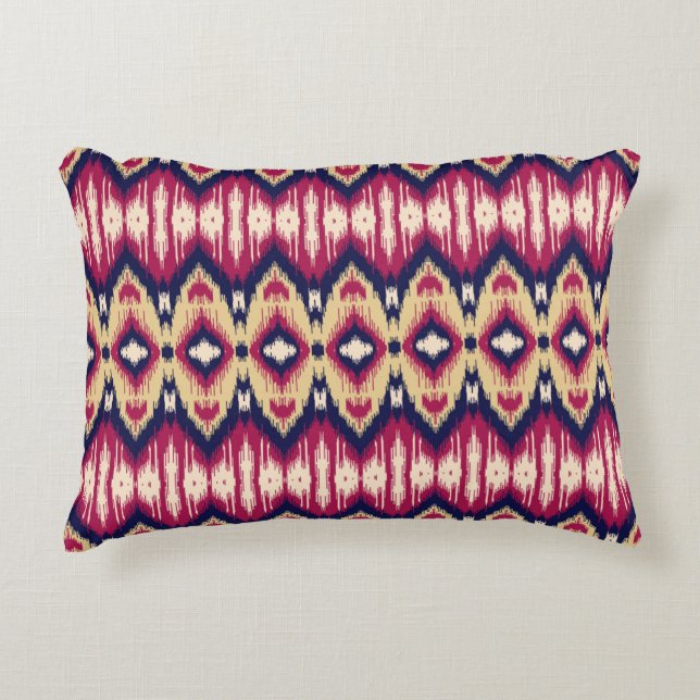 Ethnic pink blue ikat chevron pattern background T Decorative Cushion (Front)