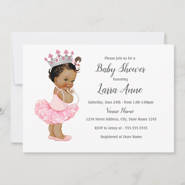Ethnic Pink Princess Girl Baby Shower Invitation (Front)
