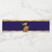 Ethnic Prince Boy Baby Shower Water Bottle Label