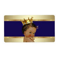 Ethnic Prince Boy Baby Shower Water Bottle Label