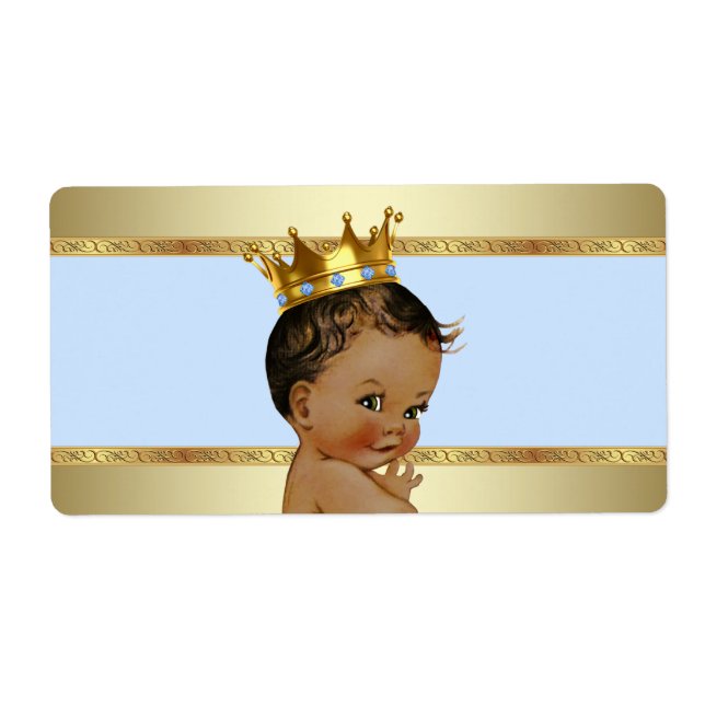 Ethnic Prince Boy Baby Shower Water Bottle Label (Front)