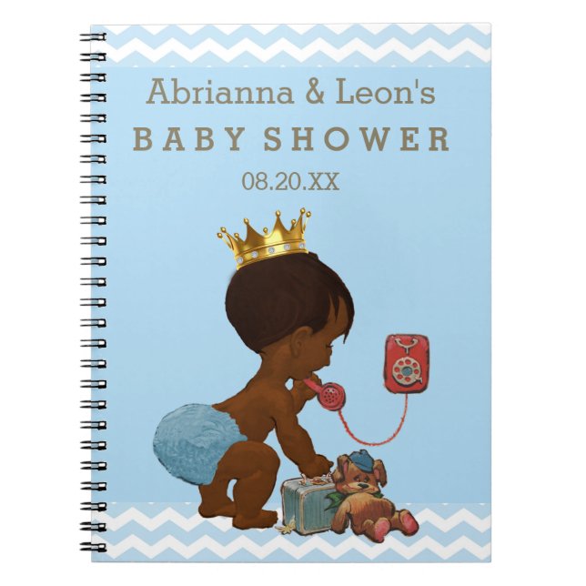 Ethnic Prince on Phone Baby Shower Guest Book (Front)