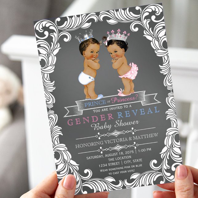 Ethnic Prince Princess Gender Reveal Baby Shower Invitation (Creator Uploaded)