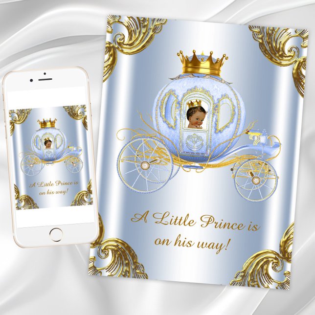 Ethnic Prince Royal Carriage Prince Baby Shower Invitation (Ethnic Prince Royal Baby Shower Invitation. Instant download and printed invitations available.)