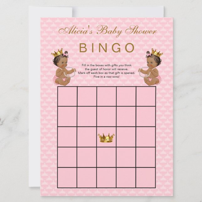 Ethnic Princess Baby Shower Bingo (Front)