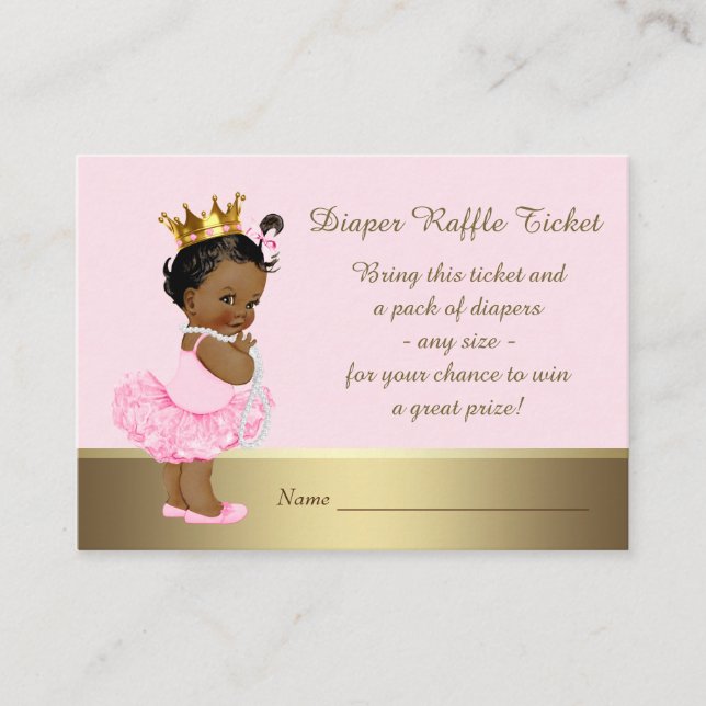 Ethnic Princess Ballerina Diaper Raffle Ticket Enclosure Card (Front)
