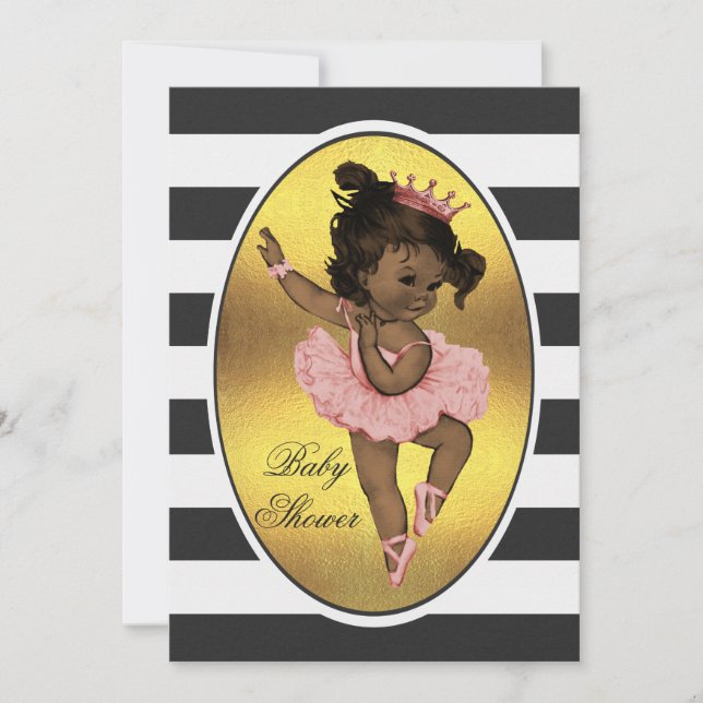 Ethnic Princess Ballerina Gold Foil Stripes Invitation (Front)