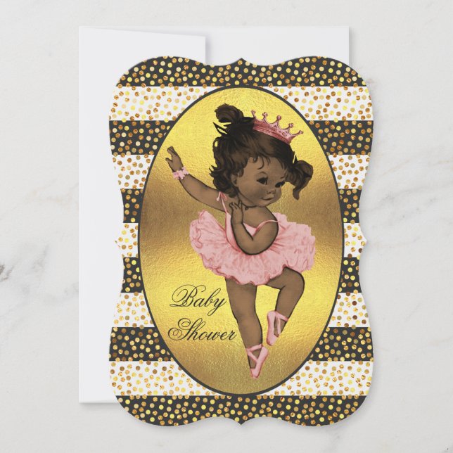 Ethnic Princess Ballerina Stripes Dots Baby Shower Invitation (Front)