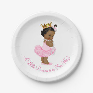 Ethnic Princess Ballerina Tutu Pearls Baby Shower Paper Plate