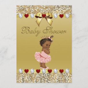 Ethnic Princess Gold Faux Sequins and Bow Invitation