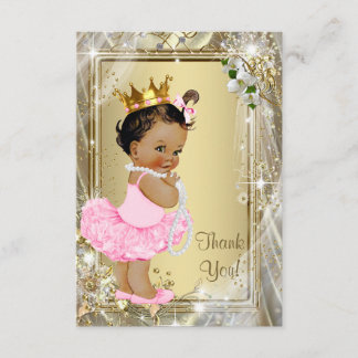 Ethnic Princess Pearls Flat Baby Shower Thank You Card