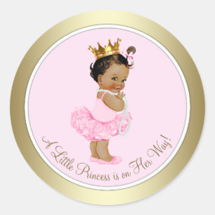 Ethnic Princess Pink Gold Baby Shower Classic Round Sticker