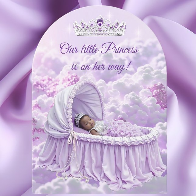 Ethnic Princess Purple Lilac Baby Shower Tiara Invitation (Creator Uploaded)