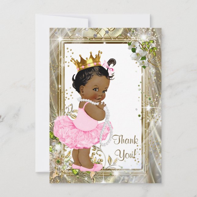 Ethnic Princess Tutu Baby Shower Thank You (Front)