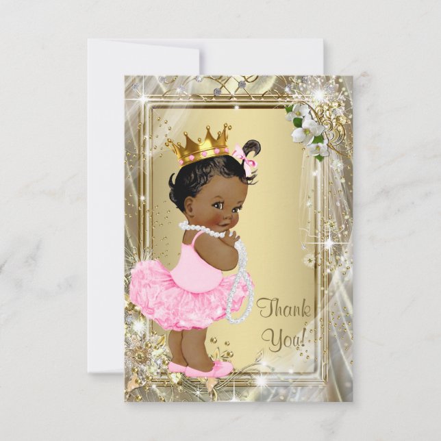 Ethnic Princess Tutu Pearls Baby Shower Thank You (Front)
