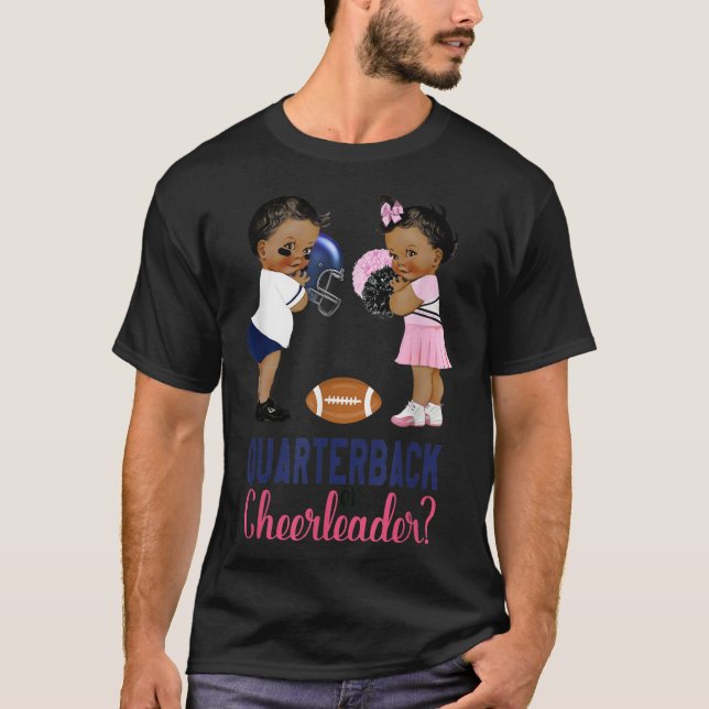 Ethnic Quarterback or Cheerleader Gender Reveal T T-Shirt (Front)
